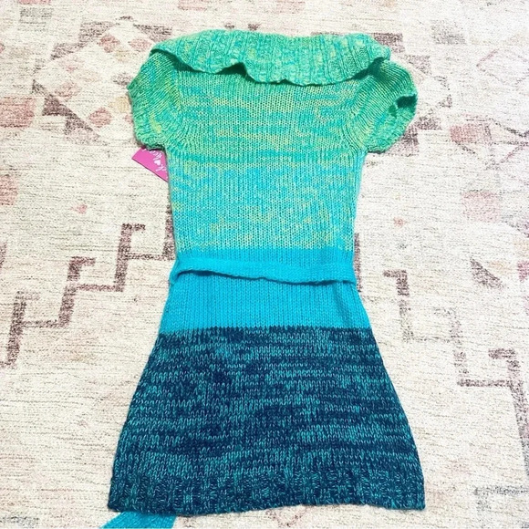 NWT Y2K deadstock Blue & green sweater with belt size medium - Picture 9 of 13